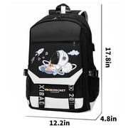 Lvelia Boys School Backpacks for Kids, Fashion Large Capacity School Bag,Waterproof Bookbags with USB Charge Port,Spaceman Printed Black
