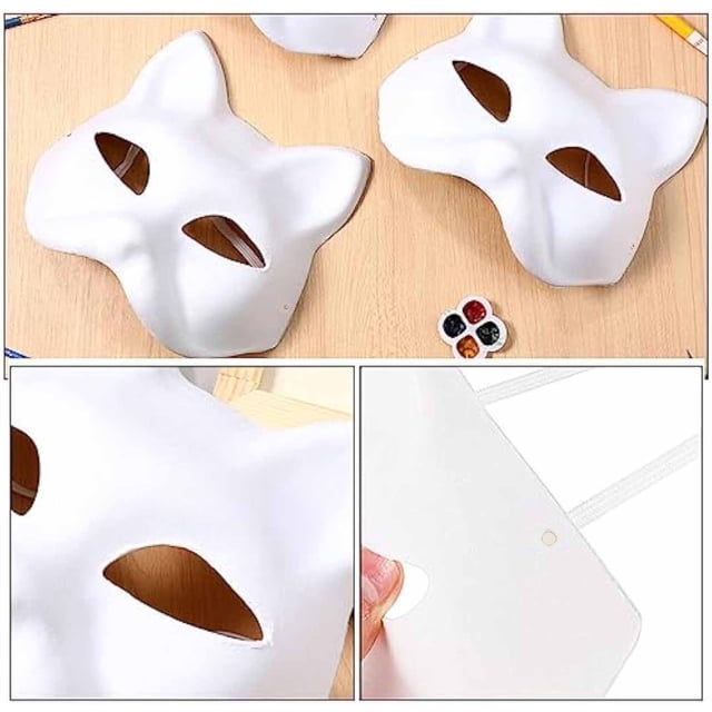 Mascarilla de bricolaje de papel blanco | Máscara de mascarada de media cara en blanco pintable para cosplay, fiesta, carnaval, halloween, artesanía artística | Mascarillas lisas sin pintar para