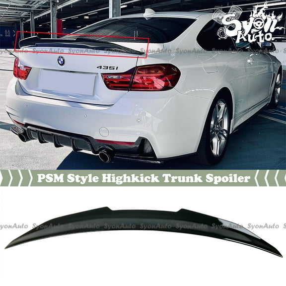 FITS 2014-2020 BMW F32 4 SERIES COUPE GLOSSY BLACK PSM STYLE HIGHKICK TRUNK SPOILER WING