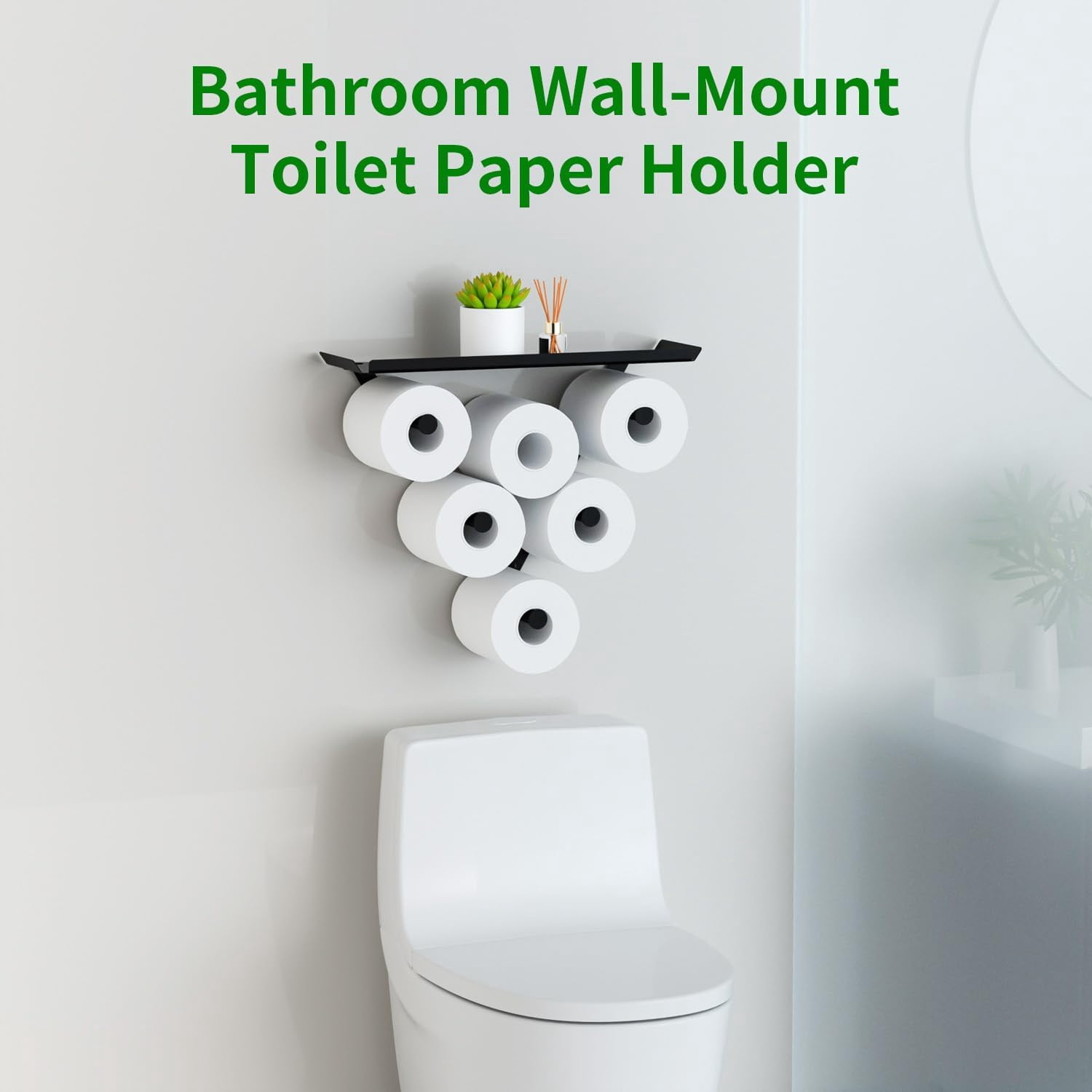 BOIVSHI Toilet Paper Holder,Wall Mount Toilet Paper Storage for Extra 12 Rolls, Metal Wall Art Sculpture Bathroom Decor Tissue Holder Shelf