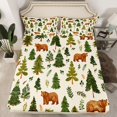 thumbnail image 2 of Homewish Cute Wild Bear Bed Sheets,Rustic Pine Tree King Sheets,Beige Green Sheet Set For Boys Kids,Luxury Bedroom Decor,4-Piece, 2 of 7