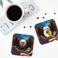 thumbnail image 4 of Honeii Cartoon Bald Eagle USA print Leather Coaster Set of 4, ideal for safeguarding your furniture from drinks spills and effortless cleanup-Square, 4 of 6