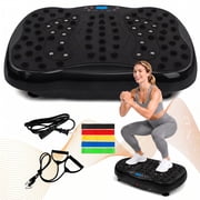 Vibration Plate Exercise Machine with Resistance Bands, Vibrating Plate Machine with Remote Control and Bluetooth Function for Home Fitness and Health Maintenance, Black