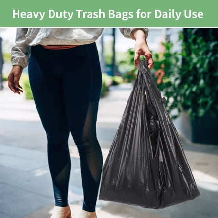 400 Counts Heavy Duty Trash Bags, 4 Gallon Kitchen Garbage Bags with Handles, 1.18 mil Trash Bags Bulk for Home Kitchen Garden, Black