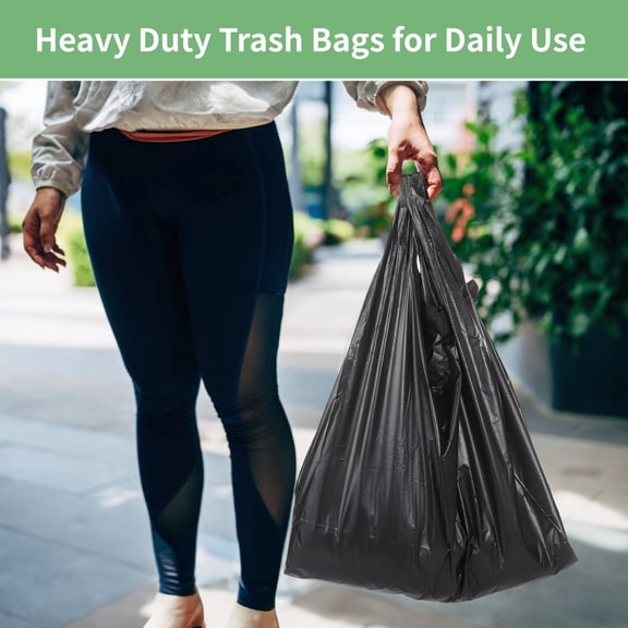 400 Counts Heavy Duty Trash Bags, 4 Gallon Kitchen Garbage Bags with Handles, 1.18 mil Trash Bags Bulk for Home Kitchen Garden, Black