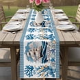 thumbnail image 4 of Ocean Set Sail Table Runner 108 Inches, Sailboat Sea Waves Blue Coral Coastal Starfish Bed Runner Dresser Scarves Tabletop for Indoor Outdoor Parties/Ceremony/Banquet, 13"x 108", 4 of 9
