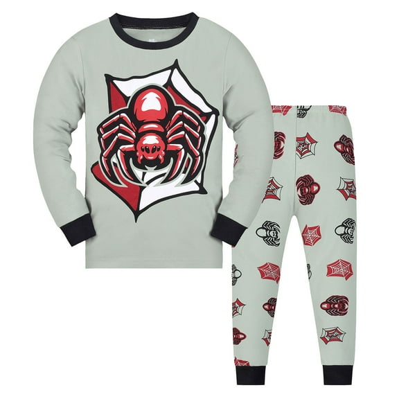WOYY Little Boys Spider Pajamas Long Sleeved T-Shirt Pants 2 Piece Sleepwear Outfits