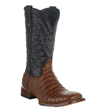 

Tanner Mark Boots Men`s Tanner Mark Matte Cognac Caiman Belly 12` Kabul Black Top Sq Toe Boot Cognac 8.5 D