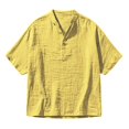thumbnail image 5 of Men's Cotton Linen Shirts Solid Loose Short Sleeved Collar Buttons Top Soft Comfort Casual Tee Shirts Holiday Street Clothing Summer Beach Wear, 5 of 7