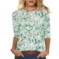 thumbnail image 2 of JTZGDY 3/4 Sleeve Tops for Women Dressy Casual Summer Tie Dye Gradient Color Print T-Shirts Lightweight Comfy Floral Pattern Graphic Tunic Tees Blouse Multicolor#14 XL, 2 of 6