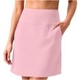 thumbnail image 3 of Hesxuno Women Solid Tennis Skirts High Waisted Golf Skirts with Pockets Summer Workout Pickleball Athletic Sports Skirts Pink XL, 3 of 6