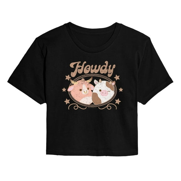 Squishmallows - Howdy Cows - Juniors Cropped Short Sleeve Graphic T-Shirt