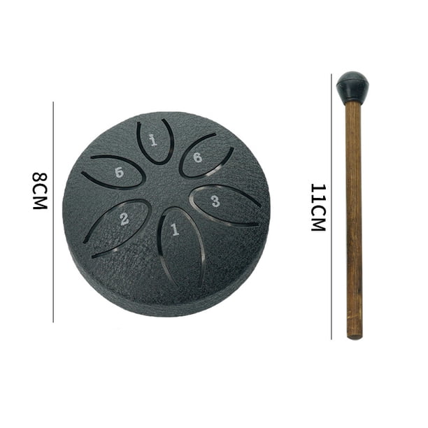 Mini tambor hueco de 3 pulgadas, tambor de lengüeta de acero de 6 vías, tambor hueco, tambor tranquilizador, instrumento de percusión, tambor hueco, instrumento portátil para niños
