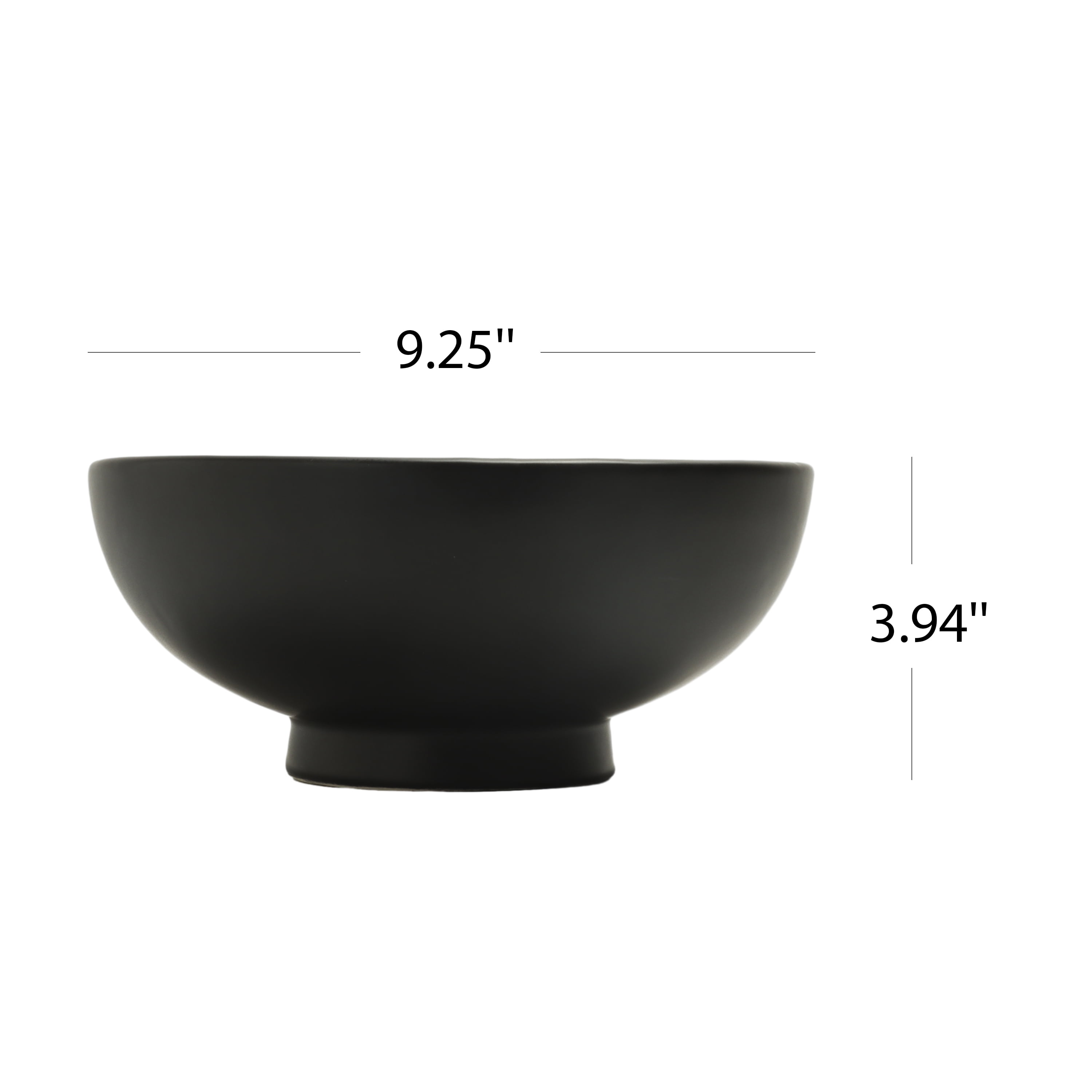 (4 pack) Better Homes & Garden Matte Black Round Ceramic 9.4" Decorative Bowl