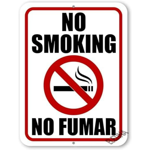 No Smoking No Fumar Signs No Smoking Sign for Business, English Spanish Bilingual Sign, Warning Metal Signs,for Commercial Buildings for Outdoor & Indoor 8" x 12"