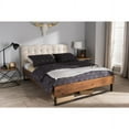 thumbnail image 3 of Baxton Studio Mitchell Walnut Wood Beige Fabric King Size Platform Bed, 3 of 16