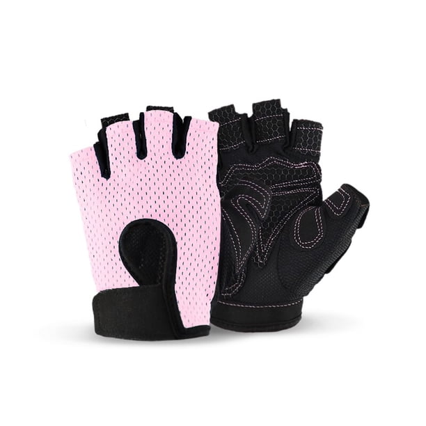 1 Pair Half-finger Gym Gloves Anti-skid Breathable Workout Fitness Weight Lifting Gloves for Men Women Training Cycling SportsPinkS(10cm以下) He Qiyong unisex