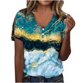thumbnail image 1 of Gibobby Camiseta de Manga Corta con Cuello en V Camiseta manga corta con cuello en V y botones manga corta con agujeros informales verano para mujer(Amarillo,CH), 1 of 5