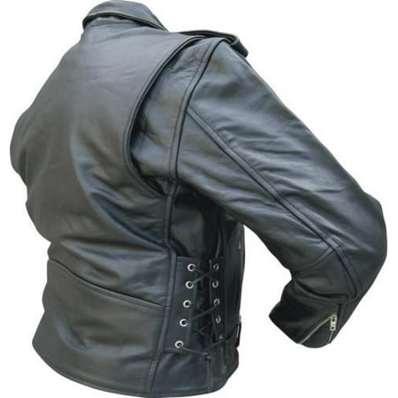 Men'S 48 Size Motorcycle Premium Black Buffalo Leather 3 front zippered Pockets Biker Jacket With Silver