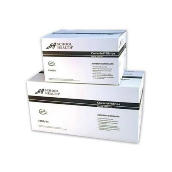 School Health Adhesive Bulk Bandages, Wound Care for Minor Cuts and Scrapes, Fabric 3/4" x 3" 750 Count