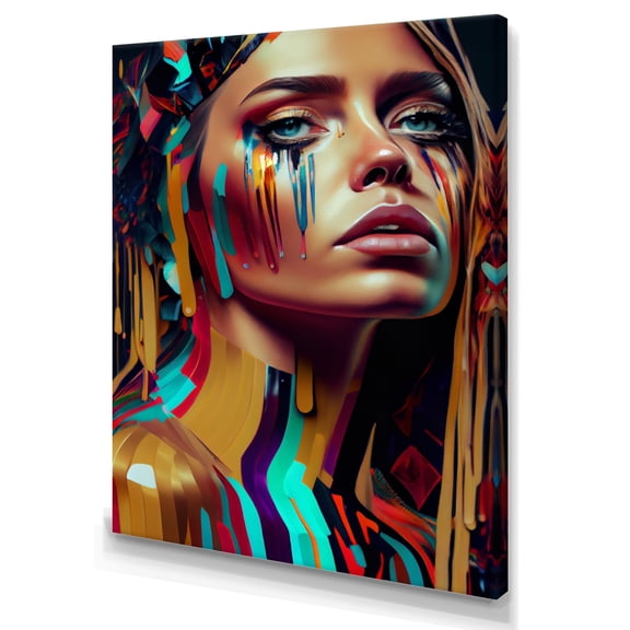 Designart Vibrant Creative Woman Portrait III Canvas Wall Art