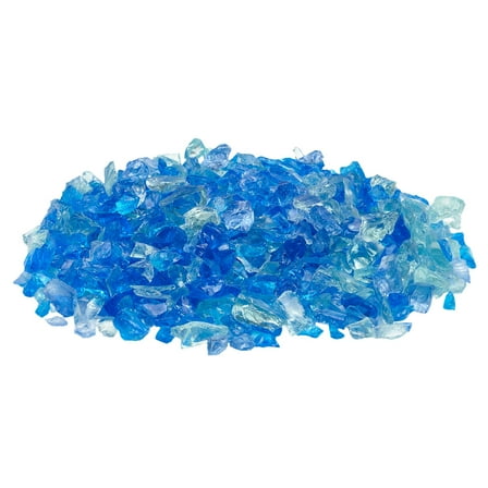 KFFKFF Fire Glass, 10 LBS / 4.5 KG Decorative Fireplace Stones, 3/4-Inch / 19.05 mm Reflective Glass Rocks, Vibrant Landscaping Stones for Fire Pit Table, Aqua Blue, Caribbean Blue, and Aqua Green