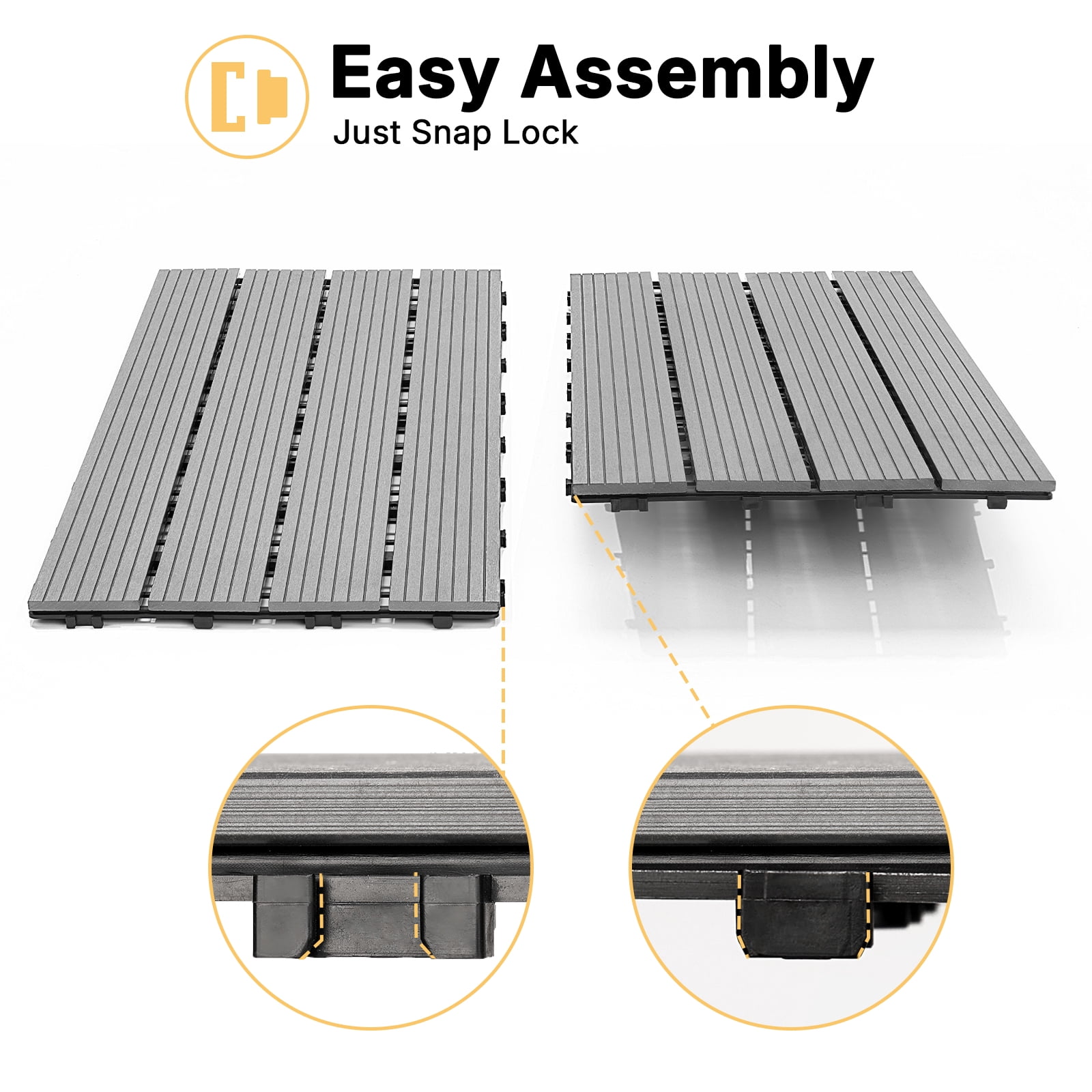 Veehoo Outdoor Flooring Decking for Dog Kennels, 4' x 2' Waterproof Dog Training Platform, Portable Deck for RV, Pet Enclosures,Grey (24 x 12 inches, 4PCS)