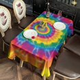 thumbnail image 2 of Yellow Tie Dye Spiral Pattern Rectangle Tablecloth 60"x120",Waterproof Polyester Rectangle Table Cloth, Wipeable Spillproof Polyester Tablecloth for Dining, Camping, Indoor and Outdoor, 2 of 6
