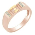 thumbnail image 2 of Round White Natural Diamond Accent Initial Letter "T" Two Tone Ring 14k Solid Rose Gold, 2 of 2