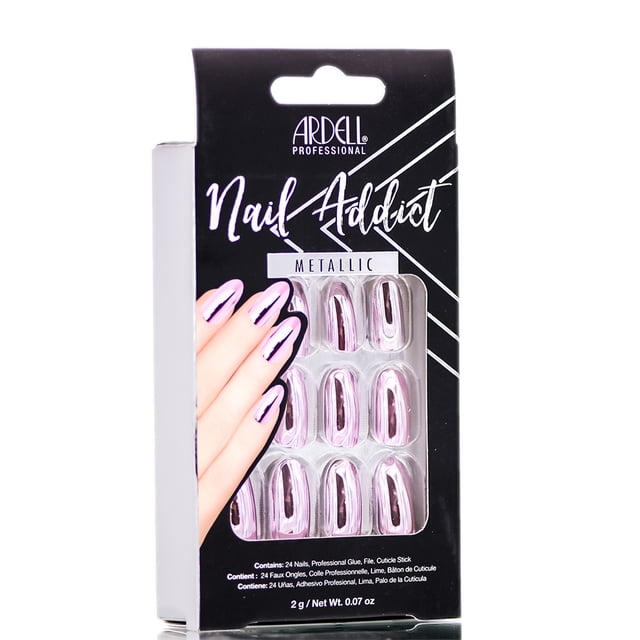 Juego de Uñas Artificiales Ardell Nail Addict Rosa Metálico