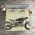 thumbnail image 2 of Ambesonne Vintage Quilted Coverlet 3 Pcs, Grunge Flat Motorcycle, King Size, Charcoal Grey Khaki, 2 of 2