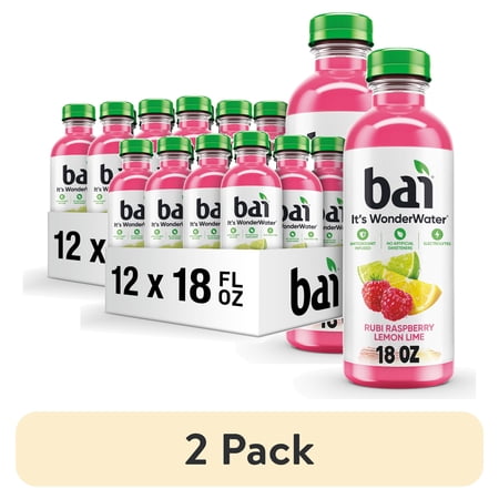 (2 pack) Bai Raspberry Lemon Lime Antioxidant Infused Water Beverage, 18 fl oz, 12 Pack Bottles