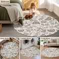 thumbnail image 6 of Farmhouse Grey Floral Washable Round Area Rug 4 ft, Linen Boho Flower Rustic Country , Soft Non Slip Rugs Stain Repellent Indoor Felt Carpet for Living Dining Room Bedroom Home Office, 6 of 9