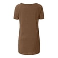 thumbnail image 4 of SDNall Summer T-Shirt for Women Loose Fit Casual Long Shirt Short Sleeve T-Shirt Oversize Tops Large Sizes Summer V-Neck Casual Loose Casual Basic Tee Tunic Tops (Coffee,Sizes:S-2XL), 4 of 9