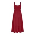 thumbnail image 5 of Penkiiy Women's Summer Casual Long Maxi Beach Vacation Dresses Sleeveless Flowy Tiered Sun Dress With Pockets S Wine, 5 of 6