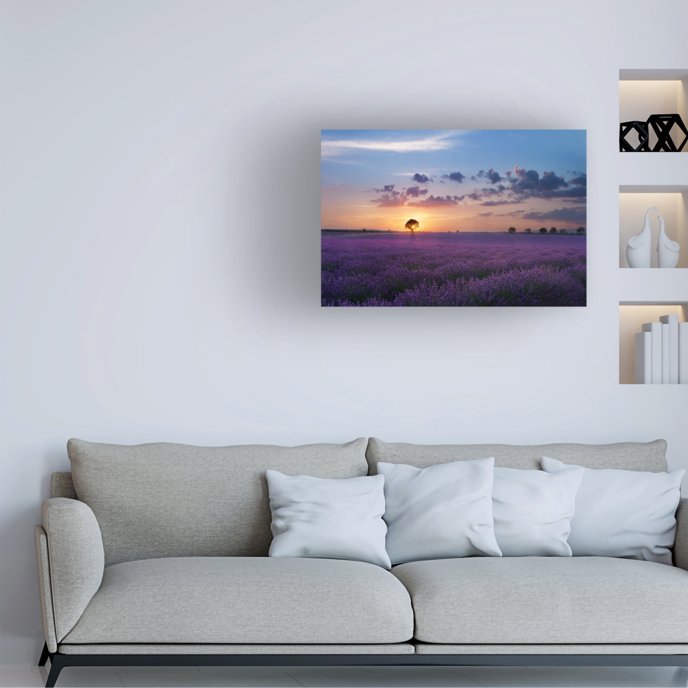 Canvas Wall Art - Paolo Bugnone 'Lonely Tree In Valensole' Wall Art for Living Room, Bedroom, or Office Décor by Trademark Fine Art - 47 x 30 Inches
