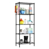 5-Wire Shelving Metal Storage Rack Adjustable Shelves,Standing Storage Shelf Units for Laundry Bathroom Kitchen Pantry Closet(Black,21.2" D x 11.4" W x 59.1" H)