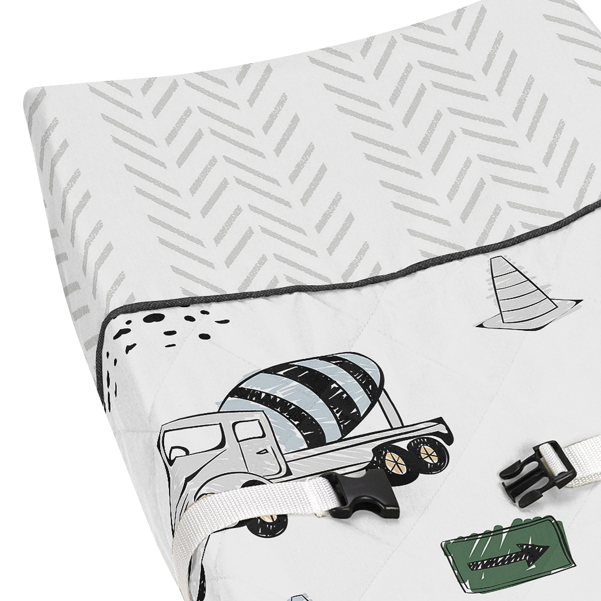 Sweet Jojo Designs Construction Truck Green Blue and Grey Changing Pad Cover