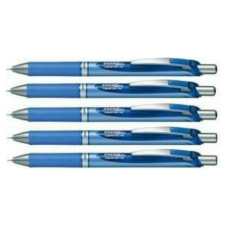 Pentel EnerGel Deluxe RTX Retractable Liquid Gel Pen,0.5mm, Fine Line, Needle Tip, Blue Ink /Blue Body/Value set of 5 (With Our Shop Original Product Description)