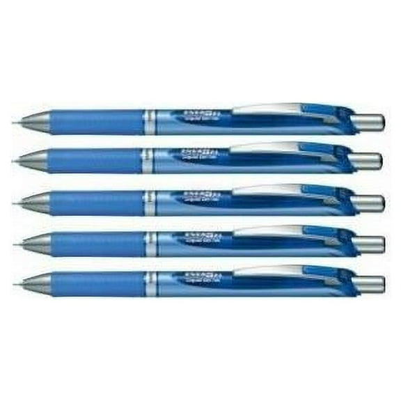 Pentel EnerGel Deluxe RTX Retractable Liquid Gel Pen,0.5mm, Fine Line, Needle Tip, Blue Ink /Blue Body/Value set of 5 (With Our Shop Original Product Description)