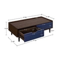 thumbnail image 3 of Manhattan Comfort Duane Modern Ribbed Coffee Table with Drawer and Shelf in Dark Brown and Navy Blue, 3 of 5