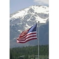 thumbnail image 2 of Lord, Fred 11x14 Black Ornate Wood Framed with Double Matting Museum Art Print Titled - CO, Silverthorne American flag and mountain, 2 of 4