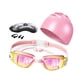 thumbnail image 3 of Juego de 5 piezas de gafas y gorro de natación para hombres y mujeres, ideal para piscinas y buceo. Rosa, 3 of 8