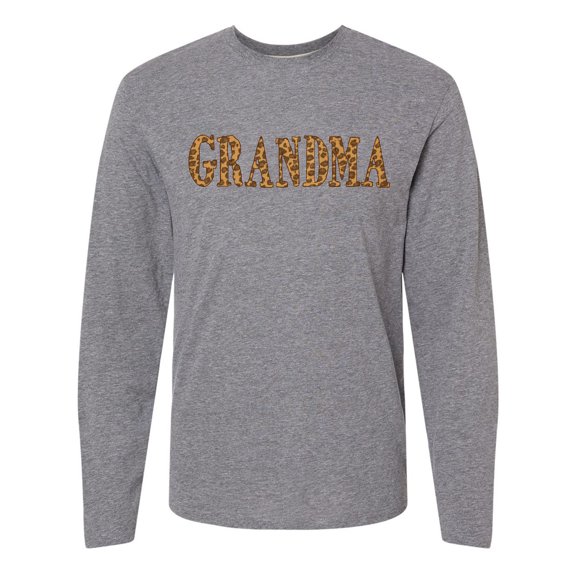 Inktastic Grandma in Leopard Print Long Sleeve T-Shirt