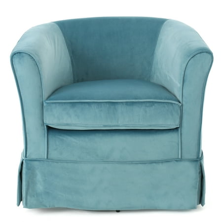- Esclaire New Velvet Swivel Chair with Loose Cover, Blue