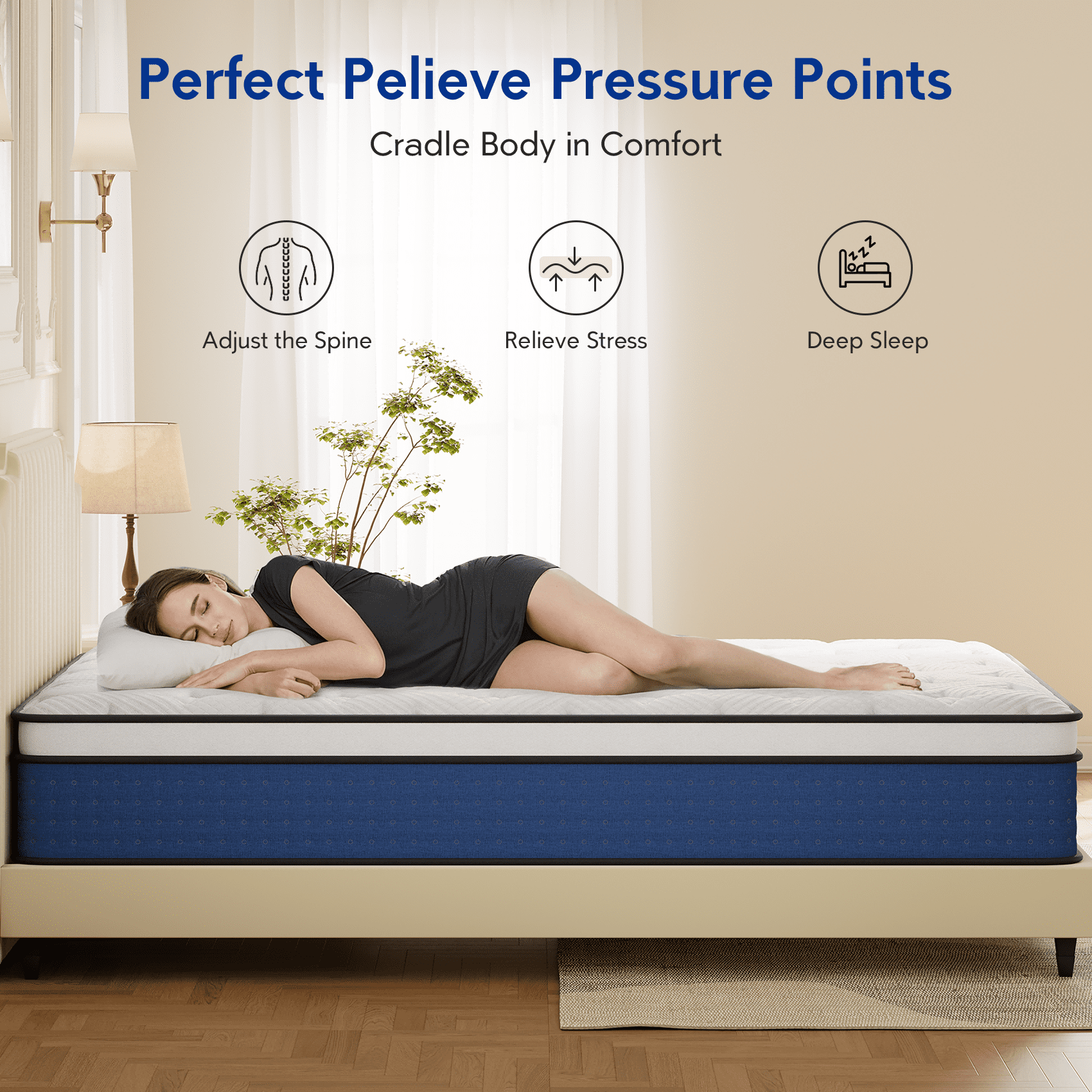 Dealnight 14" King Size Firm Hybrid Mattress in-a-box, Cooling Gel & Independent Spring, CertiPUR-US Certified, 10-Year Warranty, All Sleep Positions & Pets