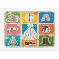 thumbnail image 1 of Wedding Bath Mat, Vintage Poster Style Framework Wedding Collection Dresses Cake Flowers Art Print, Non-Slip Plush Mat Bathroom Kitchen Laundry Room Decor, 29.5 X 17.5 Inches, Multicolor, Ambesonne, 1 of 2