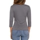 thumbnail image 3 of BLUSA RUCHADA PARA MUJERES CHIC DE INSPIRE CON BOTONES DECORATIVOS, CUELLO EN V, MANGA 3/4, TOP DE PUNTO SÓLIDO M GRIS OSCURO, 3 of 6
