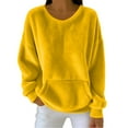 thumbnail image 2 of Womens Sweatshirt Double Fuzzy Fleece Soft Winter Crew Neck Pullover Hoodie Long Sleeve With Pockets Cozy Casual Tops Yellow XL, 2 of 4