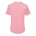 thumbnail image 4 of frariair Ladies Floral Embroidered Square Neck Blouse Breathable Comfort Fit Tee With Romantic Details For Garden Parties And Special Occasions Pink, 4 of 5